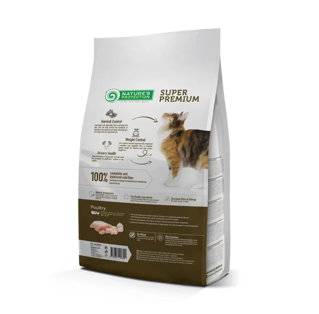 Сухой корм Natures Protection Sterilised Long Hair Poultry для длинношерстных стерилизованных кошек, курица, 2 кг