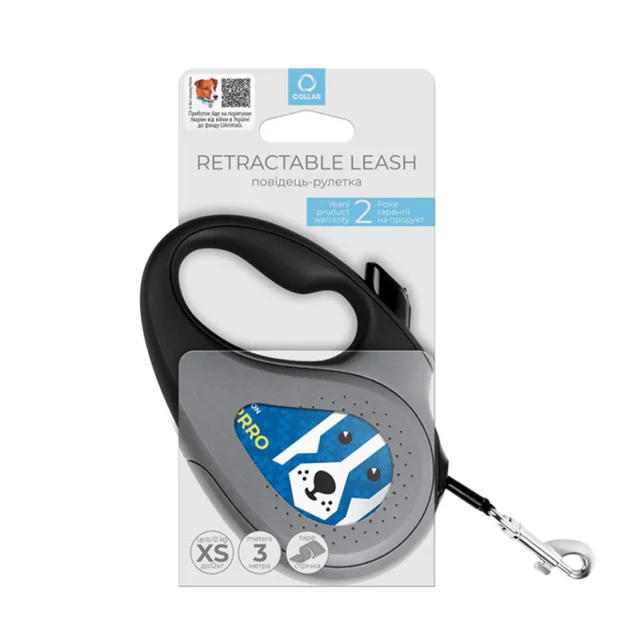 Повідець-рулетка Waudog R-leash для собак, малюнок "Патрон", розмір S, до 15 кг, 5 м, світловідбиваюча стрічка