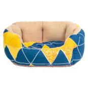 Лежанка Теремок Элегант 1 для собак и кошек, коричневая с принтом, 45×35×15 см