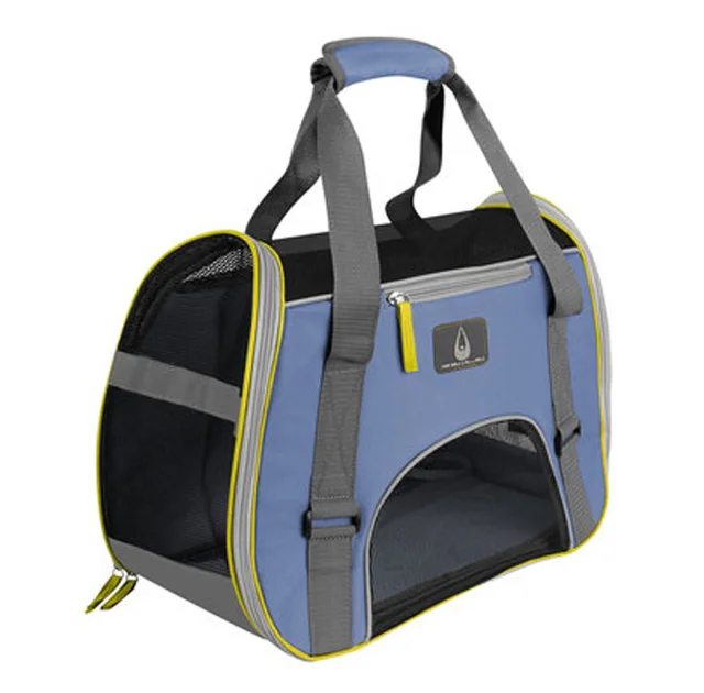 Сумка-переноска Collar для собак и кошек весом до 6 кг, нейлон, серо-голубая, 43×20×33 см
