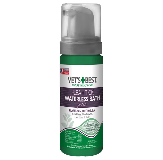 Миюча піна Vet`s Best Flea & Tick Waterless Bath For Cats від бліх, кліщів і москітів для котів, 147 мл