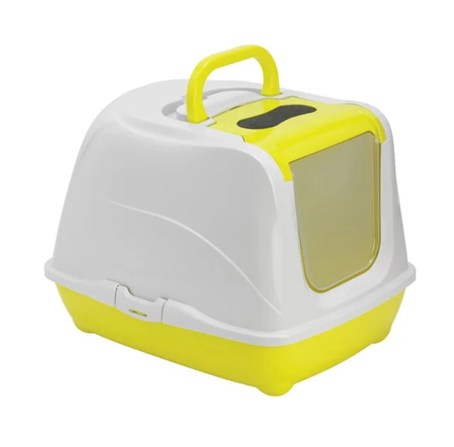 Закрытый туалет Moderna Flip Cat Jumbo для кошек, с откидной крышкой, лимонный, 58 х 45 х 42 см