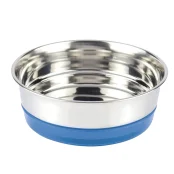 Миска Croci Neon на резинке, для кошек и собак, нержавейка, синий, 470 мл, 14 см