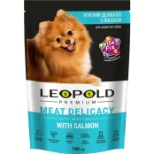 Вологий корм Леопольд Premium М'ясний делікатес для собак, з лососем, 100 г