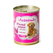Вологий корм Леопольд м'ясний раціон для собак, з індичкою, 360 г
