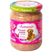 Вологий корм Леопольд м'ясний раціон для собак, з індичкою, 460 г