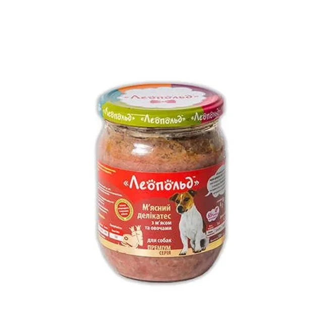 Консервы Леопольд Мясные деликатесы для собак с мясом и овощами, 500 г