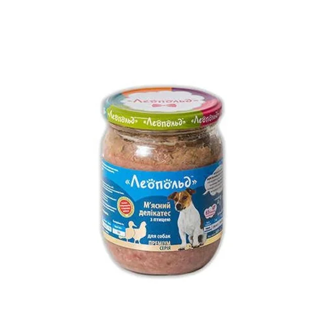 Консервы Леопольд Мясные деликатесы для собак с птицей, 500 г