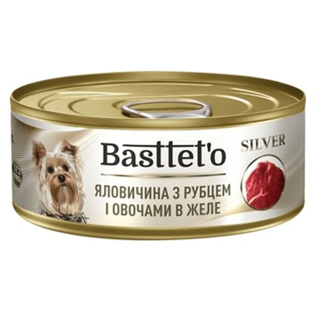 Вологий корм Bastteto для собак, з яловичиною, рубцем та овочами, 85 г