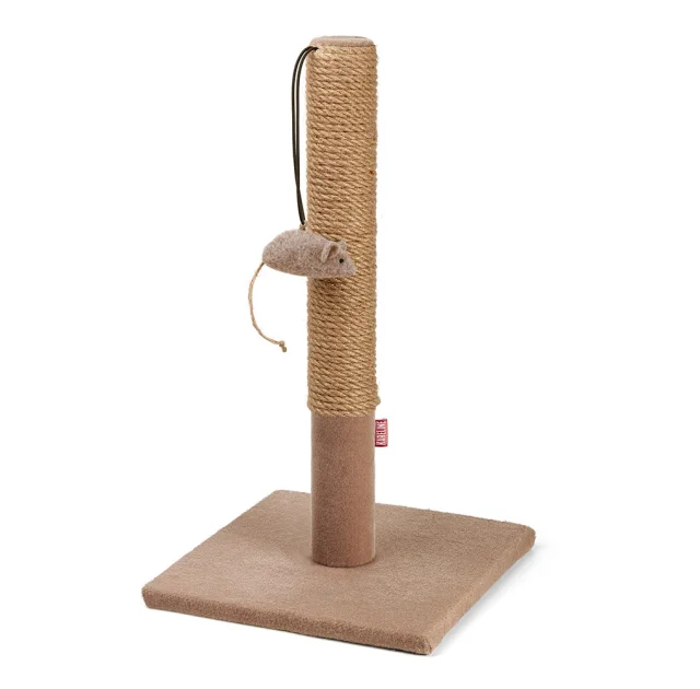 Дряпка Kareline для кошек, джут, с игрушкой, 6.7×55 см