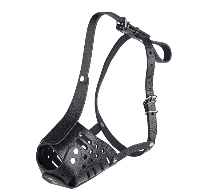 Намордник Kareline для пітбуля, з ремінної шкіри, закритий, L