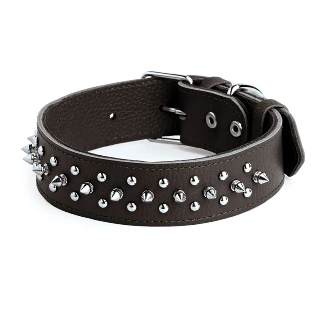 Нашийник Kareline для собак, з ремінної шкіри, з прикрасою "шип", 4×44-55 см