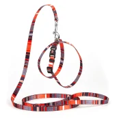 Комплект Kareline шлея и поводок для собак, нейлон, узор Line, 1/30×33 см
