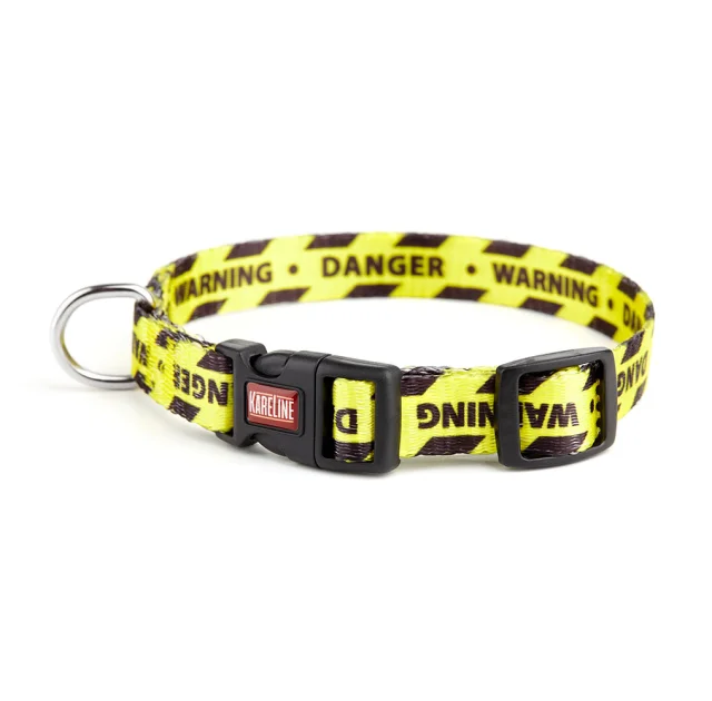 Нашийник Kareline для собак, нейлон, пластикова пряжка, візерунок Warning, 2×28-40 см