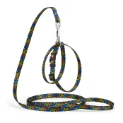 Комплект Kareline шлея и поводок для собак, нейлон, узор Crazy, 1/30×33 см