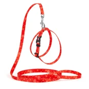 Комплект Kareline шлея и поводок для собак, нейлон, узор Hearts, 1/30×33 см