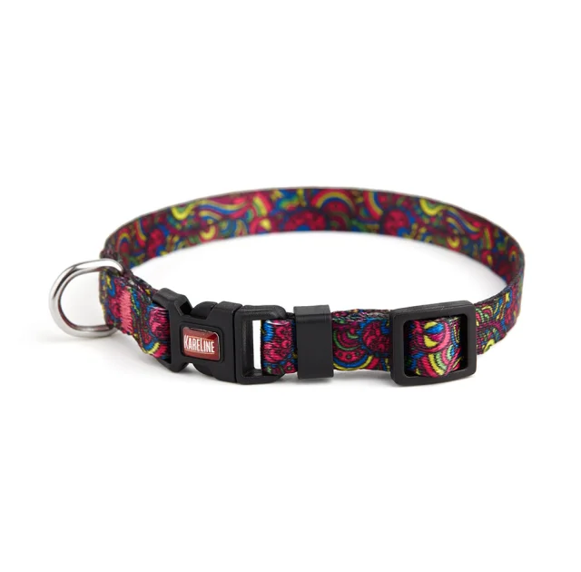 Нашийник Kareline для собак, нейлон, пластикова пряжка, візерунок Kaleidoscope, 1×25-30 см