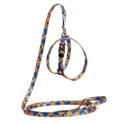 Комплект Kareline шлея и поводок для собак, нейлон, узор Sunflowers, 1/30×33 см