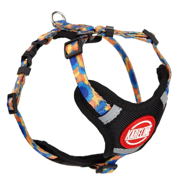 Шлея Kareline для собак, нейлон, с логотипом и пластиковой пряжкой, узор Sunflowers, 2.5 см/50-66 см/66-90 см