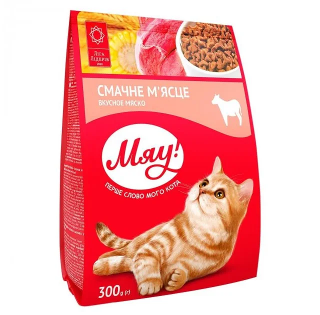 Сухой корм Мяу для кошек, с мясом, 300 г