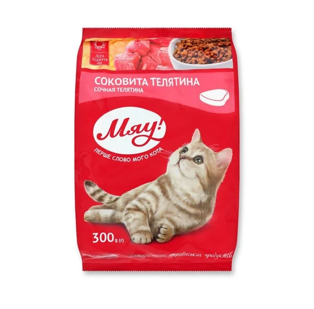 Сухой корм Мяу для кошек, с телятиной, 300 г
