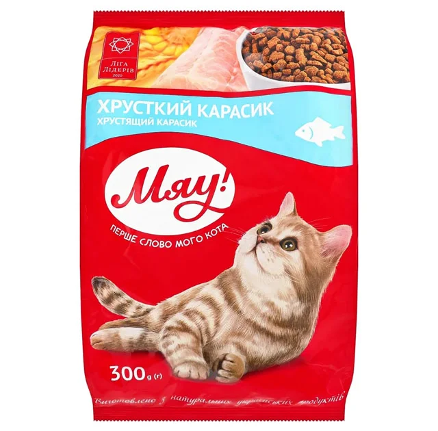 Сухой корм Мяу для кошек, с карасем, 300 г