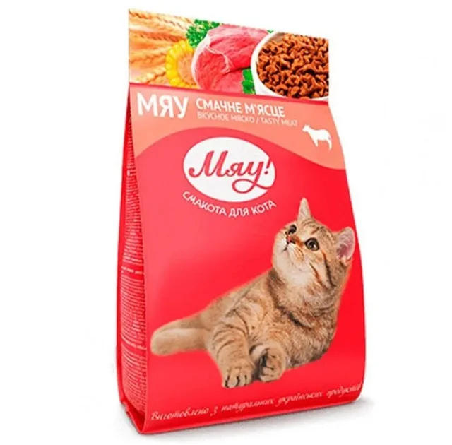 Сухой корм Мяу для кошек, мясной, 900 г