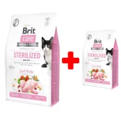 Набор сухой Brit Care Cat GF Sterilized Sensitive, для кошек с чувствительным пищеварением, 2+0.4 кг, акция