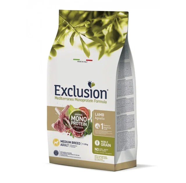 Сухой корм Exclusion Adult Lamb Medium Breed для взрослых собак средних пород, с ягнёнком, 12 кг