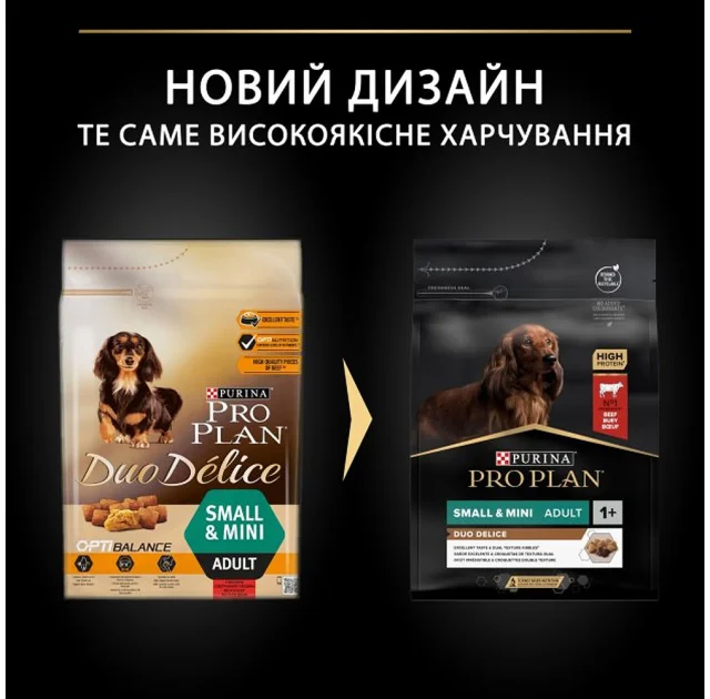 Сухий корм Purina Pro Plan Dog Duo Delice Small and Mini Adult для собак дрібних порід, яловичина, 2.5 кг