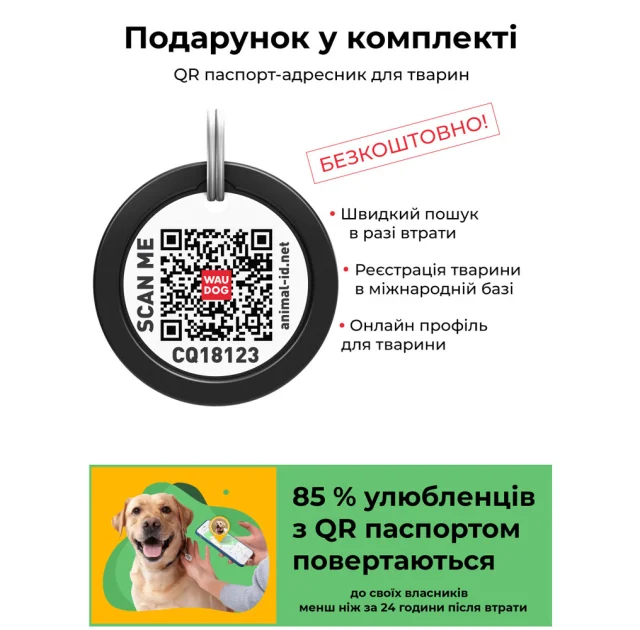 Ошейник Waudog Nylon с рисунком "Ловец снов" ширина 25 мм, длина 31-49 см