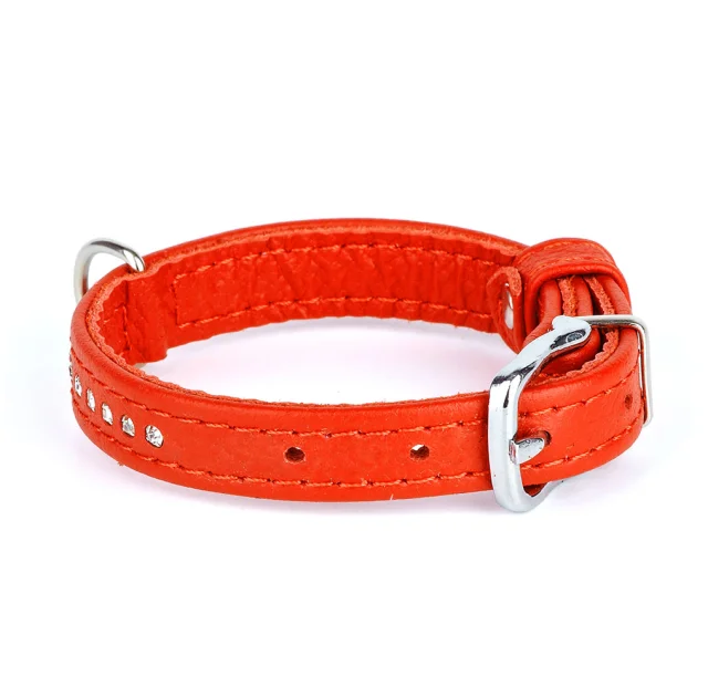 Нашийник Kareline для собак, з м'якої шкіри, зі стразами, 1.2×19-25 см