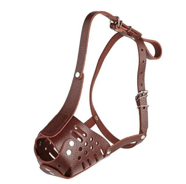 Намордник Kareline для пітбуля, з ремінної шкіри, закритий, M