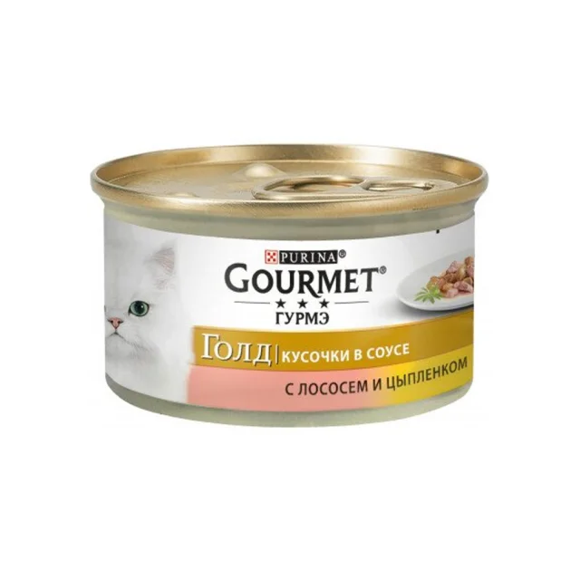 Влажный корм Purina Gourmet Gold для кошек, с лососем и курицей, 85 г