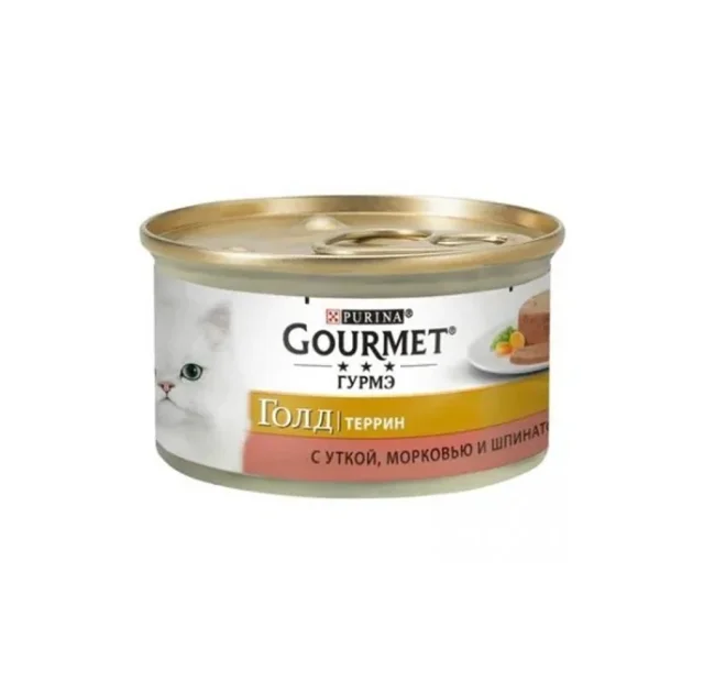 Влажный корм Purina Gourmet Gold для кошек, с уткой, морковью и шпинатом, 85 г