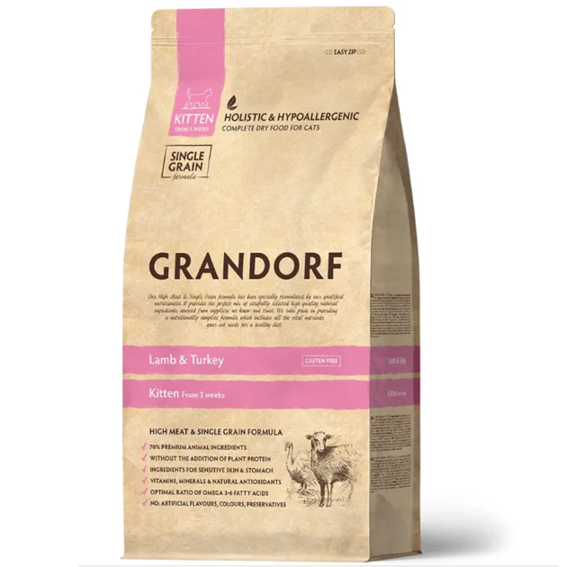 Сухий корм Grandorf Lamb & Rice Kitten з ягням і рисом, для кошенят з 3 тижнів, 400 г