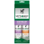 Набор Жидкий очиститель для чистки ушей Vet`s Best Ear Relief Wash & Dry для собак, 2х118 мл