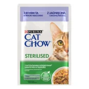 Вологий корм Purina Cat Chow Sterilised для стерилізованих котів, з ягням і зеленою квасолею, 85 г