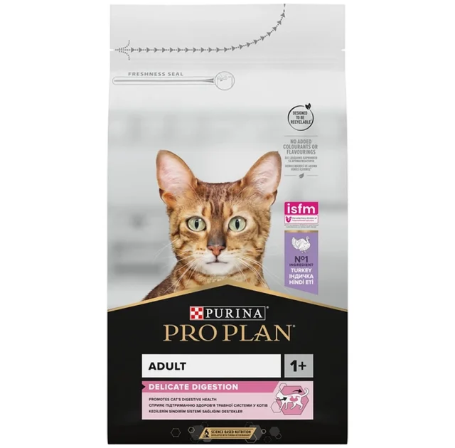Сухой корм Purina Pro Plan Cat Delicate Turkey для кошек с чувствительным пищеварением, с индейкой, 10 кг