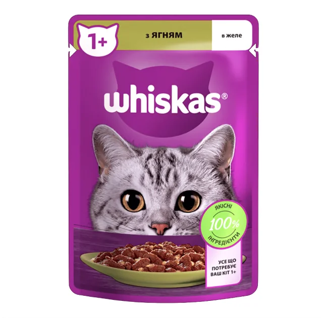 Влажный корм Whiskas для котов, с ягненком в желе, 85 г