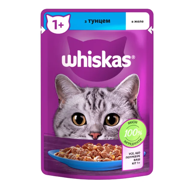 Влажный корм Whiskas для котов, с тунцом в желе, 85 г