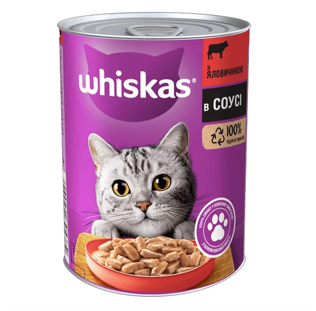Консерва Whiskas для котов, с говядиной, 400 г