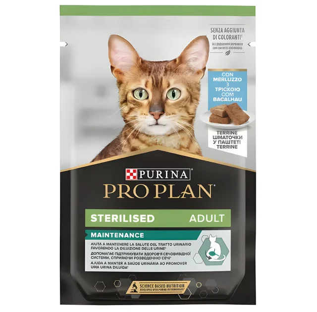 Влажный корм Purina Pro Plan Cat Nutrisavour Sterilised для стерилизованных кошек, мусс с треской, 75 г
