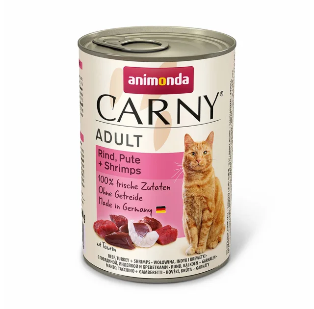 Консервы Animonda Carny для кошек, с говядиной, индейкой и креветками, 400 г