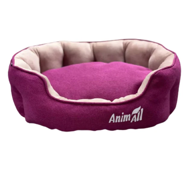 Лежанка AnimAll Royal Velours M Fuchsia для кошек и собак, 53×47×21 см