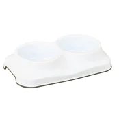 Миска Irak Plast для котов двойная пластиковая, белая, 400 мл