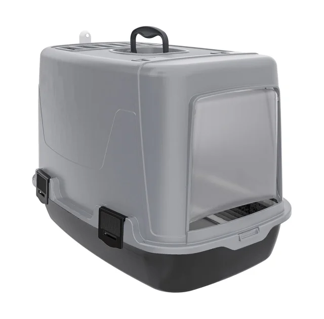 Туалет закритий Irak Plast для котів, чорно-сірий, 60×38.5×40.5 см