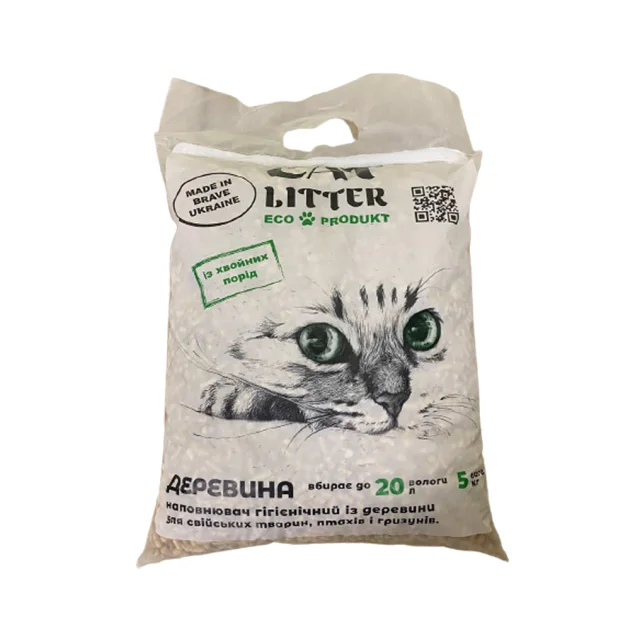 Деревний наповнювач Cat Litter для домашніх тварин, світлий, 5 кг