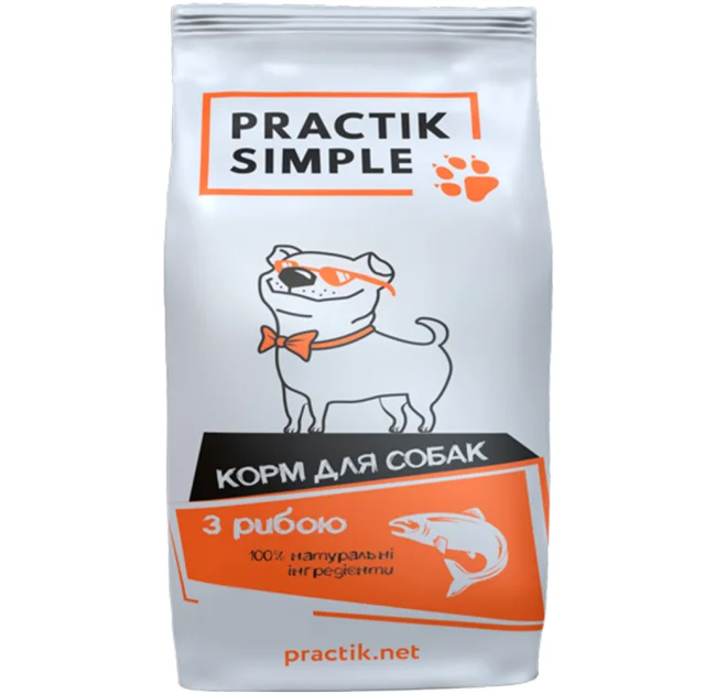 Сухий корм Practik Simple для дорослих собак, з рибою, 1 кг