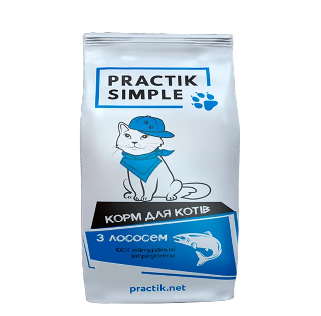 Сухий корм Practik Simple для дорослих котів, з лососем, 1 кг